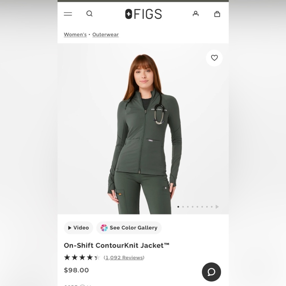 FIGS On-Shift ContourKnit Jacket in moss